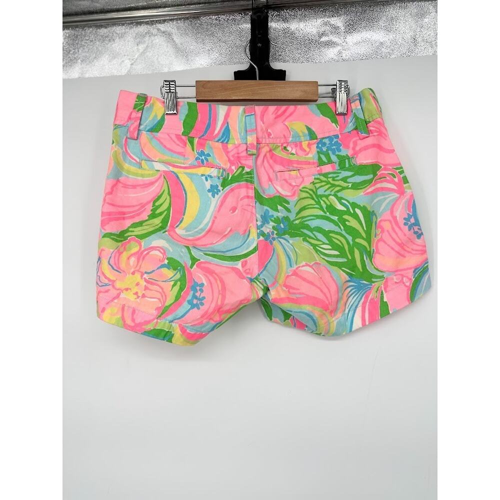 Lilly Pulitzer Green Pink Hidden Elephant Callahan Shorts Womens 0 Beachy 4.5" - Picture 3 of 7